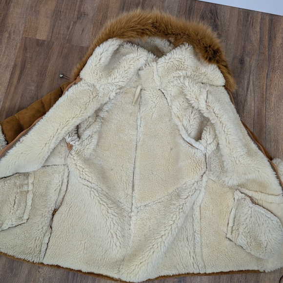 Suede Afghan Kids Girls Child Hooded Insulated Warm Fancy Coat Vintage Leather - Picture 10 of 10
